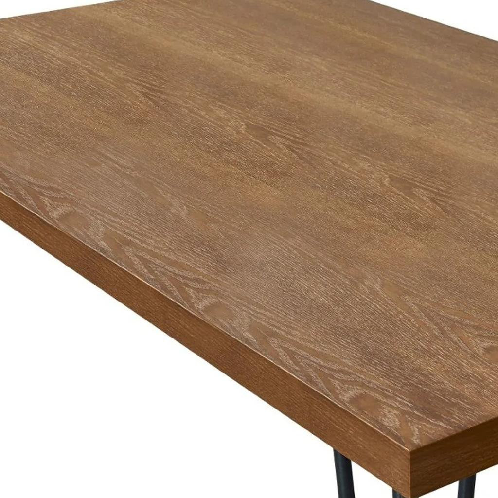 63" Brown and Black Wood And Metal Dining Table-3