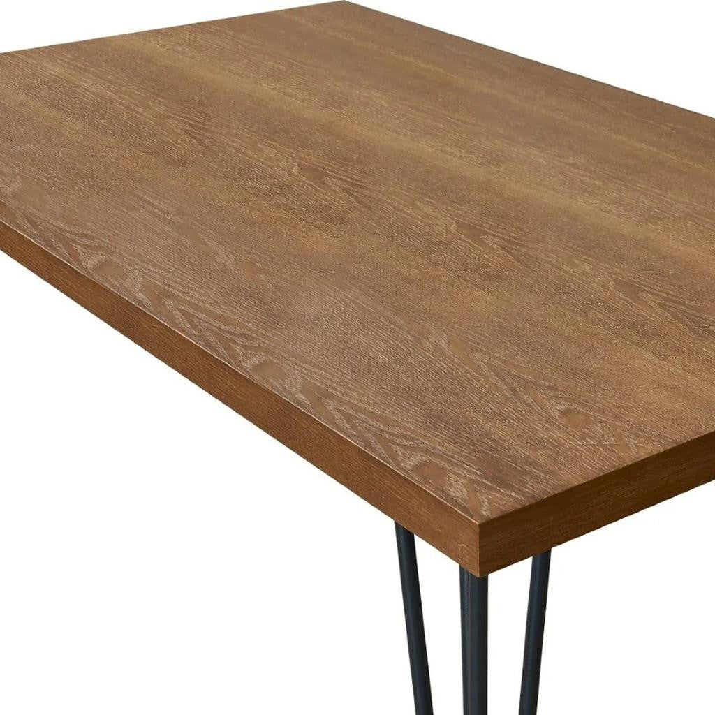 63" Brown and Black Wood And Metal Dining Table-4