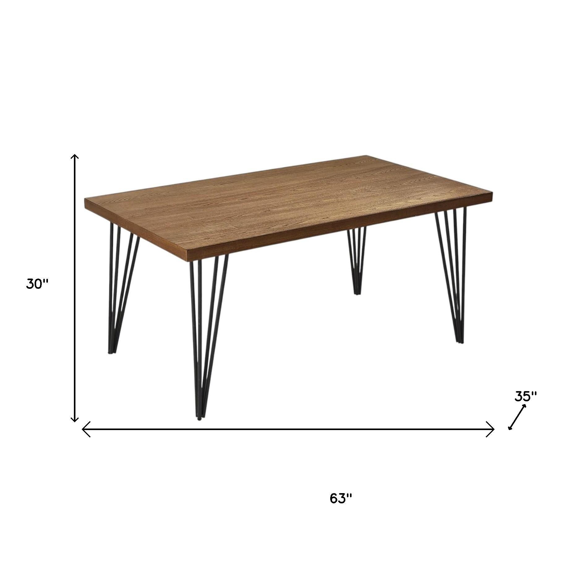 63" Brown and Black Wood And Metal Dining Table-7