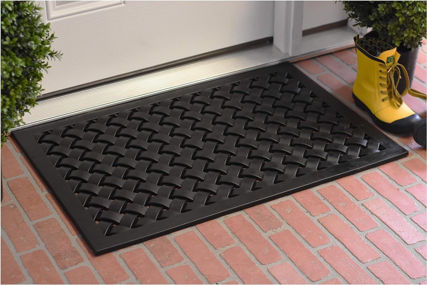 24" X 36" Black Rubber Weave Outdoor Door Mat-6