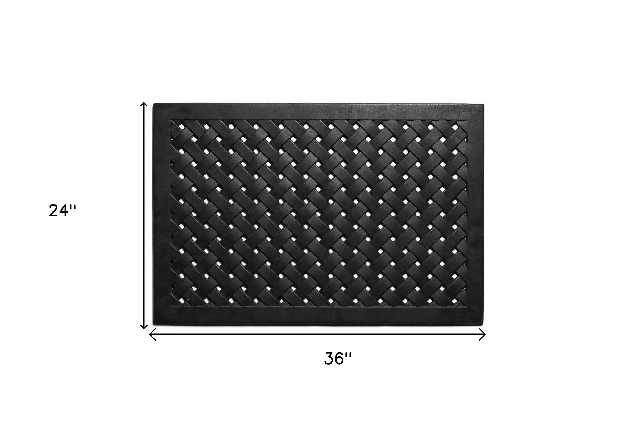 24" X 36" Black Rubber Weave Outdoor Door Mat-2