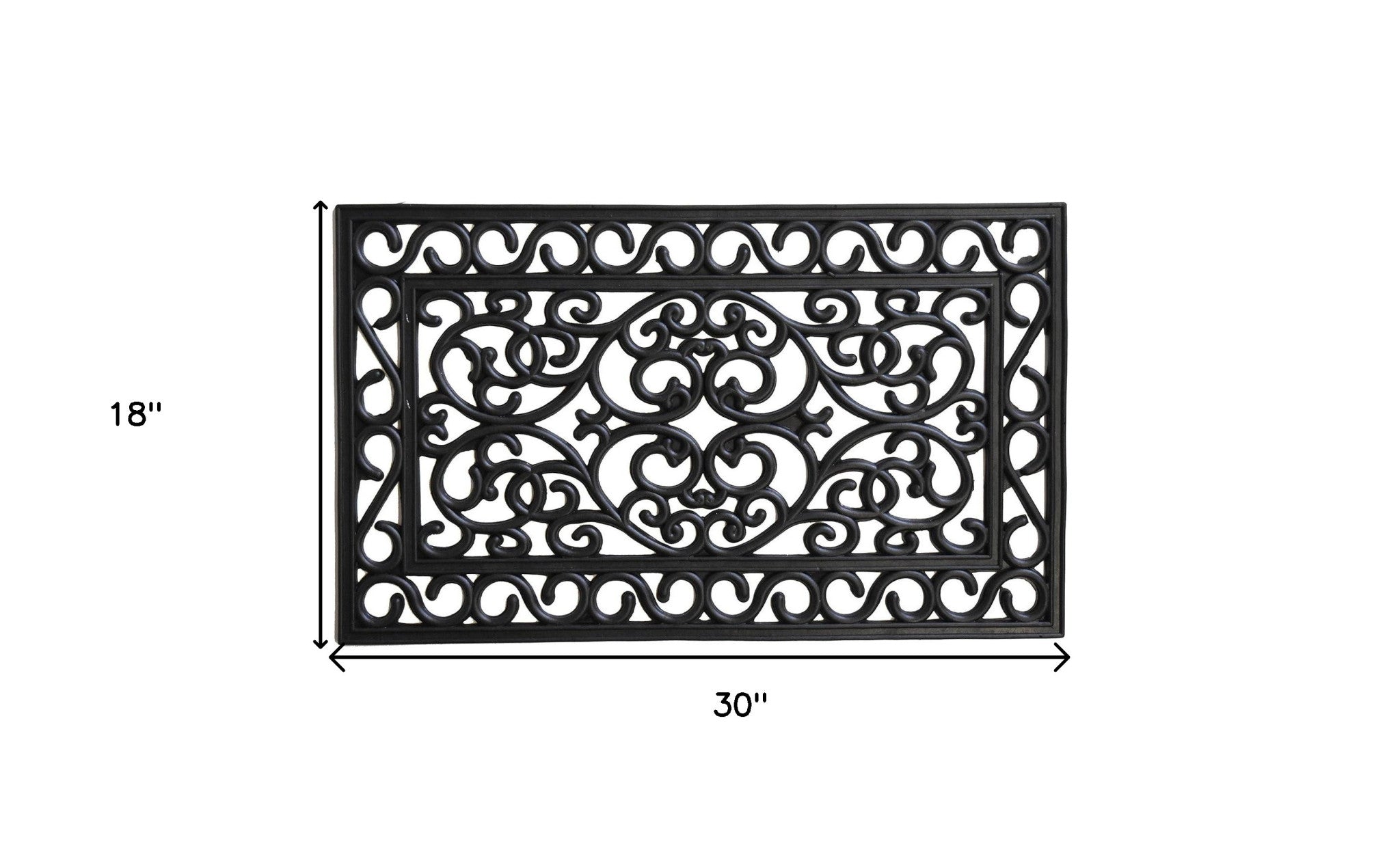 18" X 30" Black Rubber Scrollwork Outdoor Door Mat-2