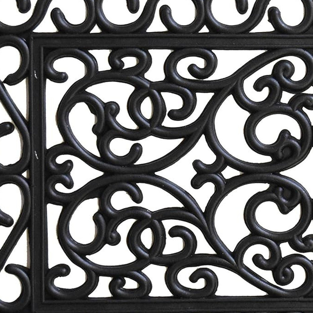 18" X 30" Black Rubber Scrollwork Outdoor Door Mat-7