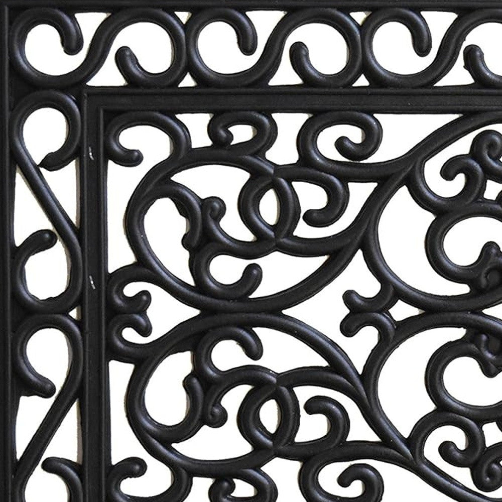 18" X 30" Black Rubber Scrollwork Outdoor Door Mat-3