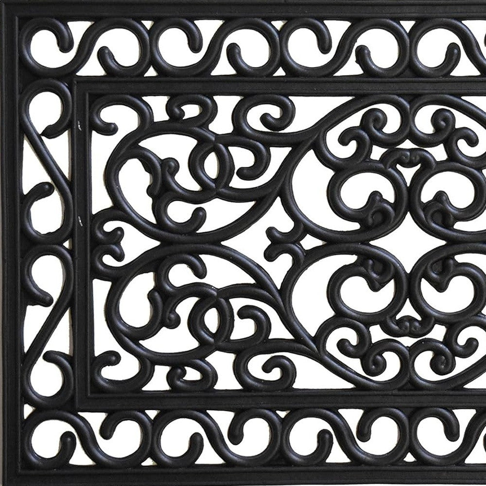 18" X 30" Black Rubber Scrollwork Outdoor Door Mat-4