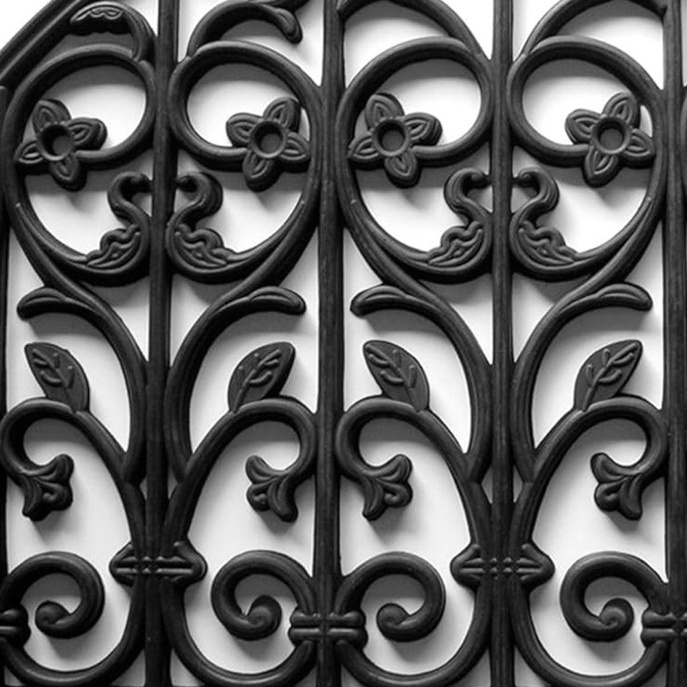 24" X 36" Black Rubber Scrollwork Outdoor Semi Circle Door Mat-7