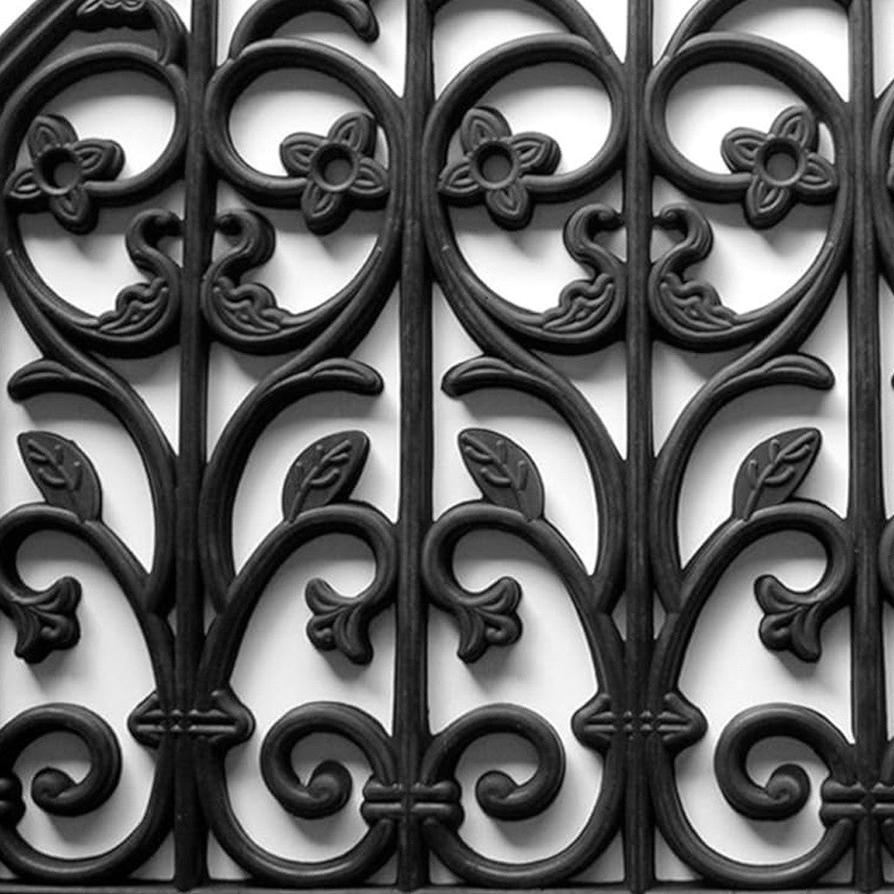 24" X 36" Black Rubber Scrollwork Outdoor Semi Circle Door Mat-4