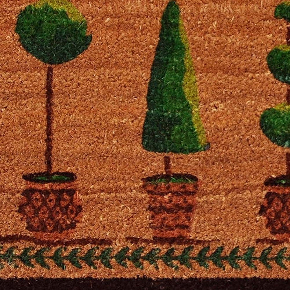 17" X 29" Natural and Green Coir Topiary Outdoor Door Mat-4