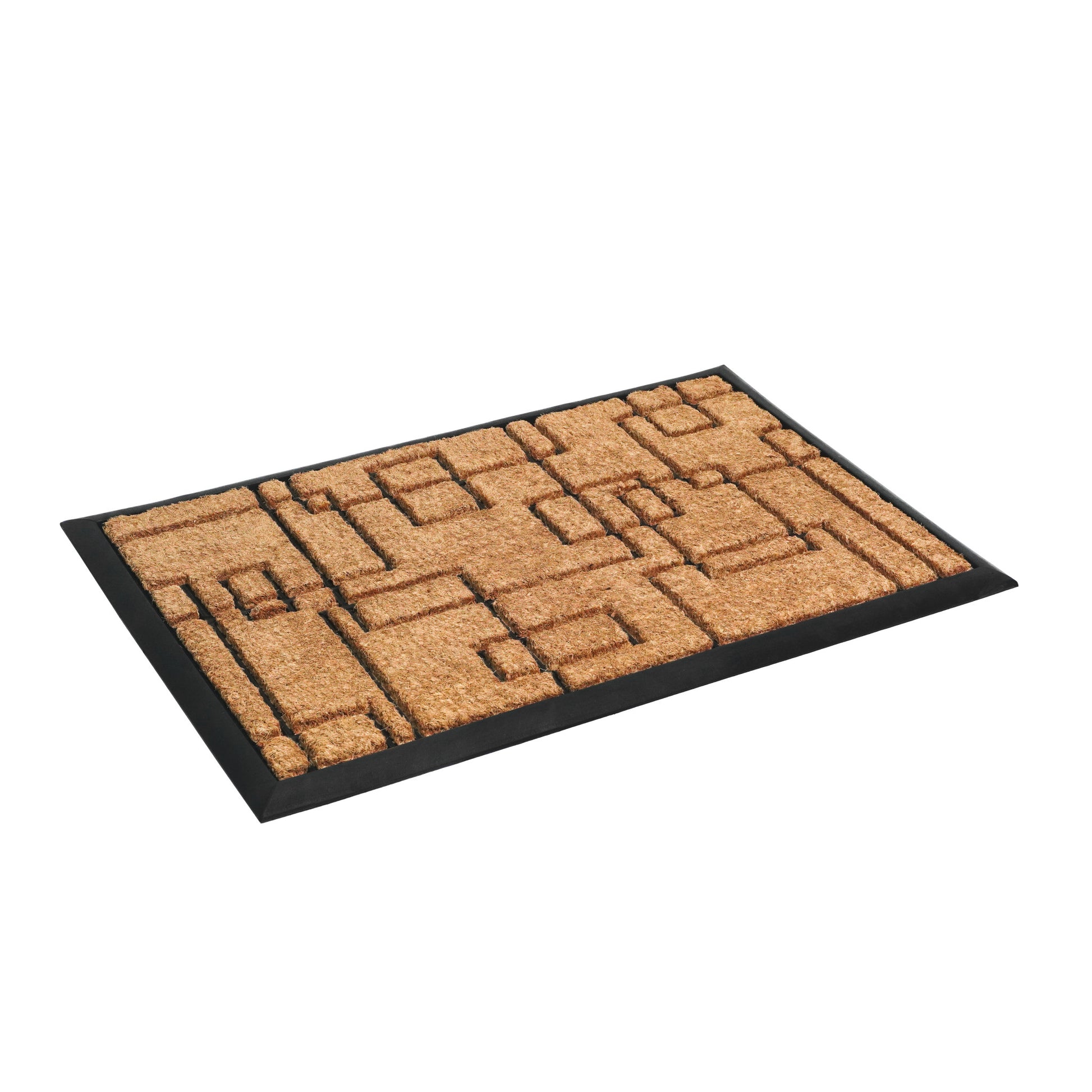 24" X 36" Natural and Black Coir Geometric Outdoor Door Mat-3