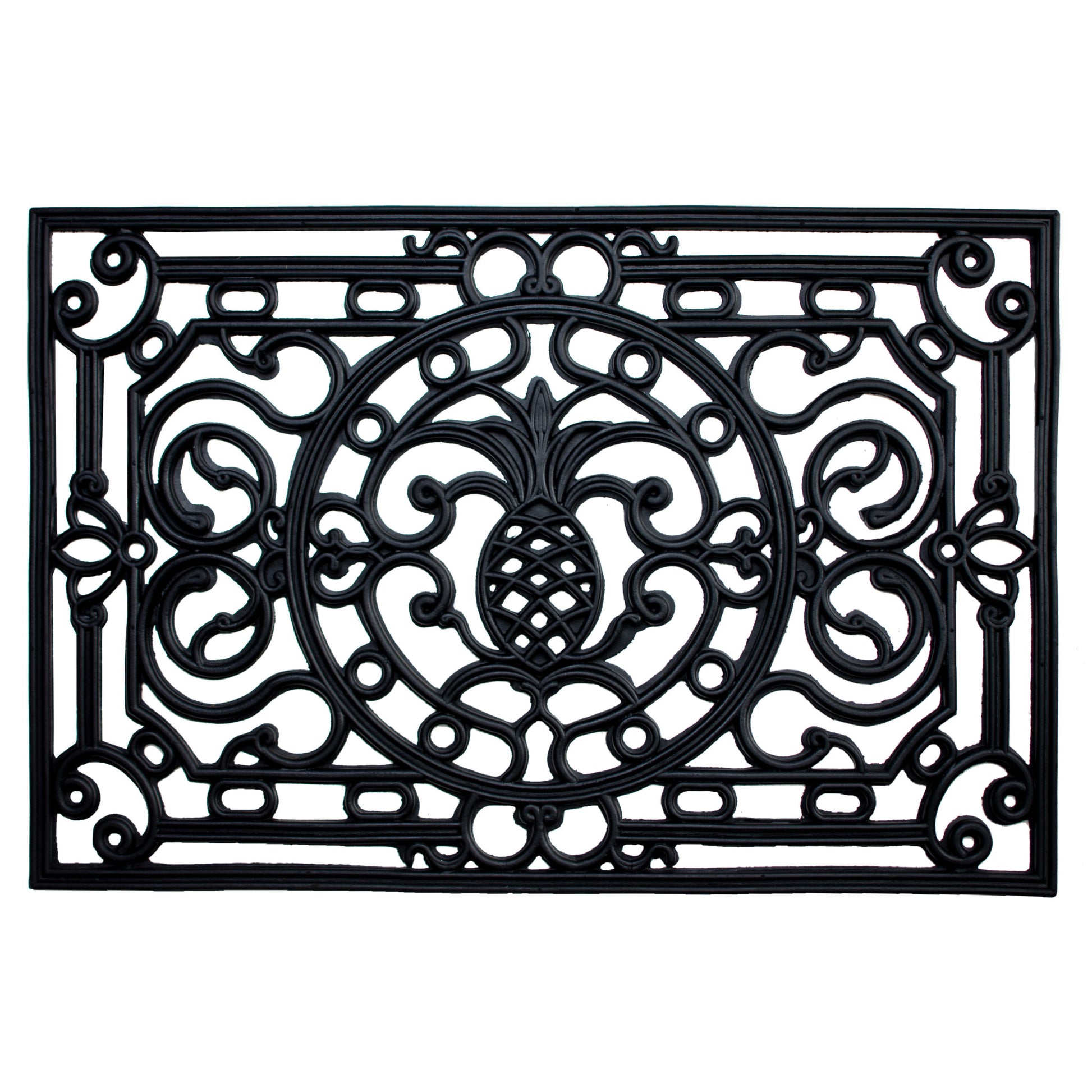 18" X 30" Black Rubber Pineapple Outdoor Door Mat-4