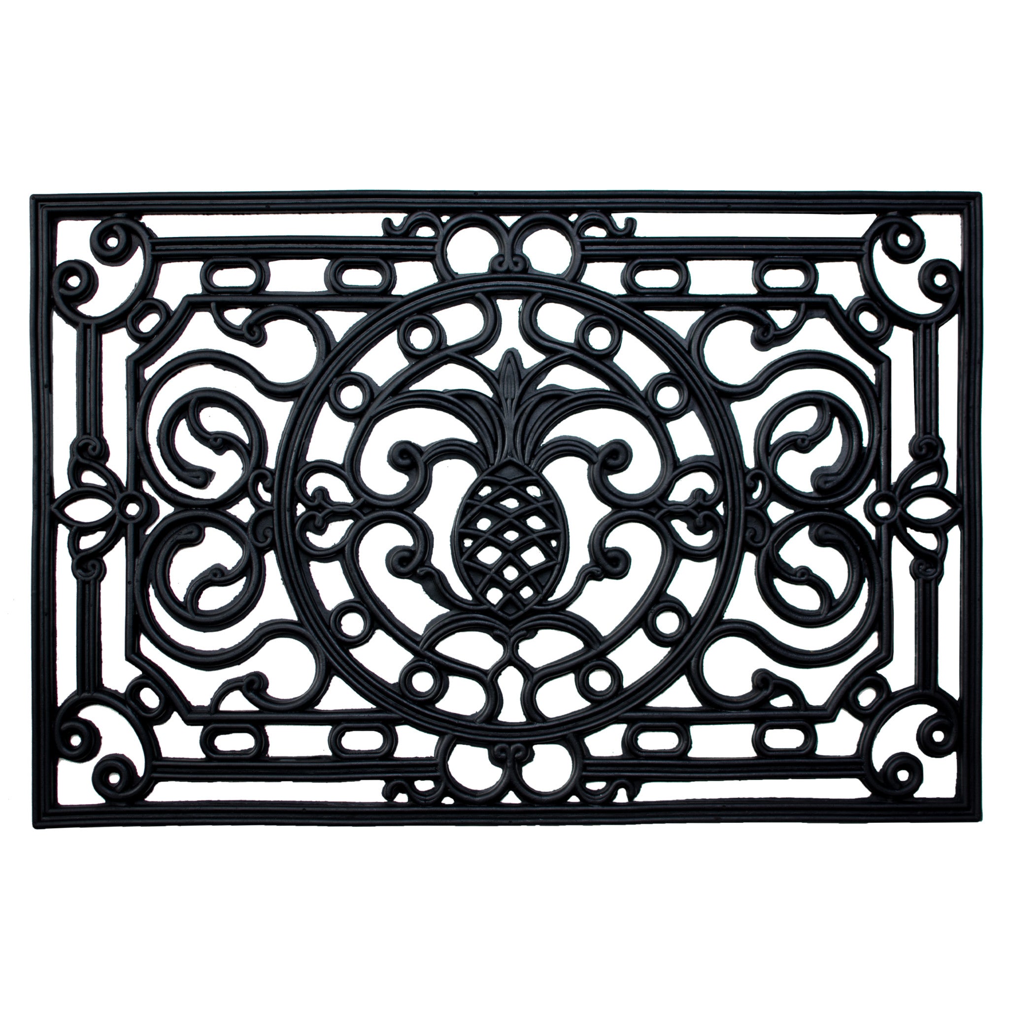 18" X 30" Black Rubber Pineapple Outdoor Door Mat-1