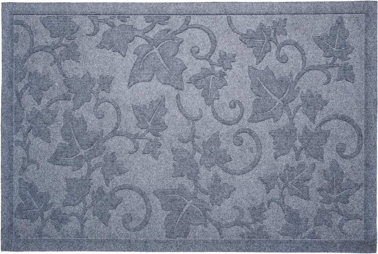 24" X 36" Light Gray Rubber Botanical Leaves Outdoor Door Mat-1