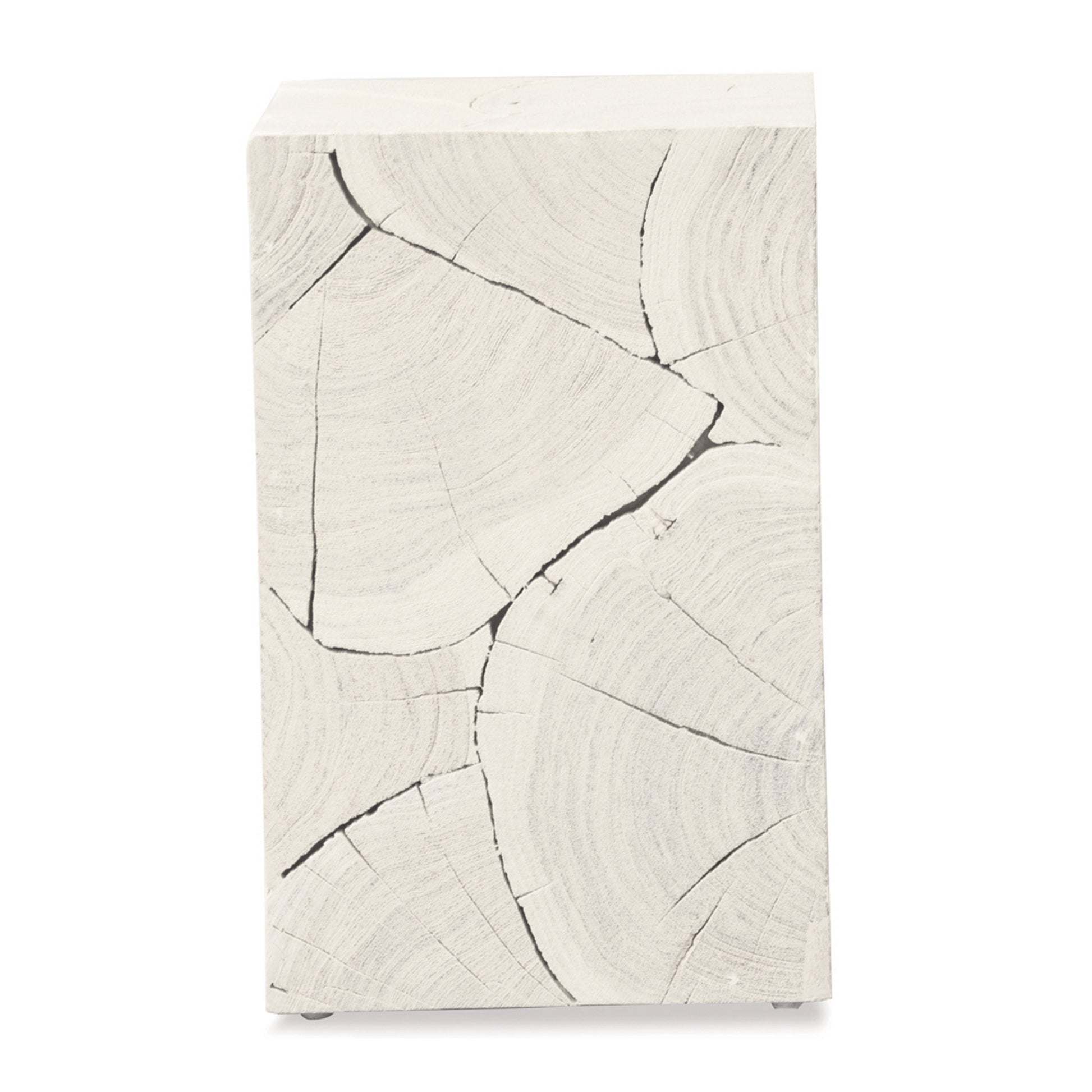 20" Whitewash Solid Wood Block Handmade Square End Table-End-Side Tables-DECOROLALA