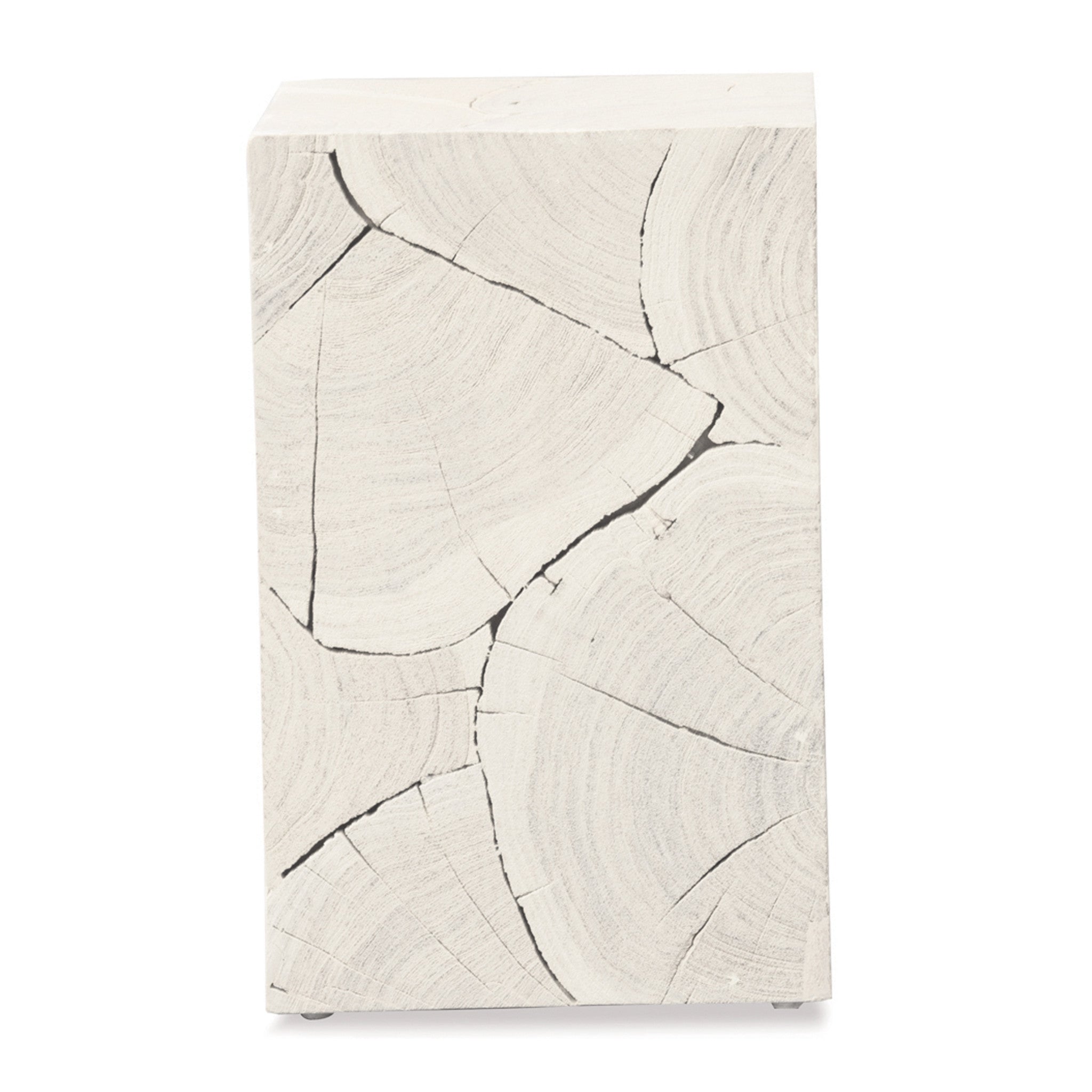 20" Whitewash Solid Wood Block Handmade Square End Table-End-Side Tables-DECOROLALA