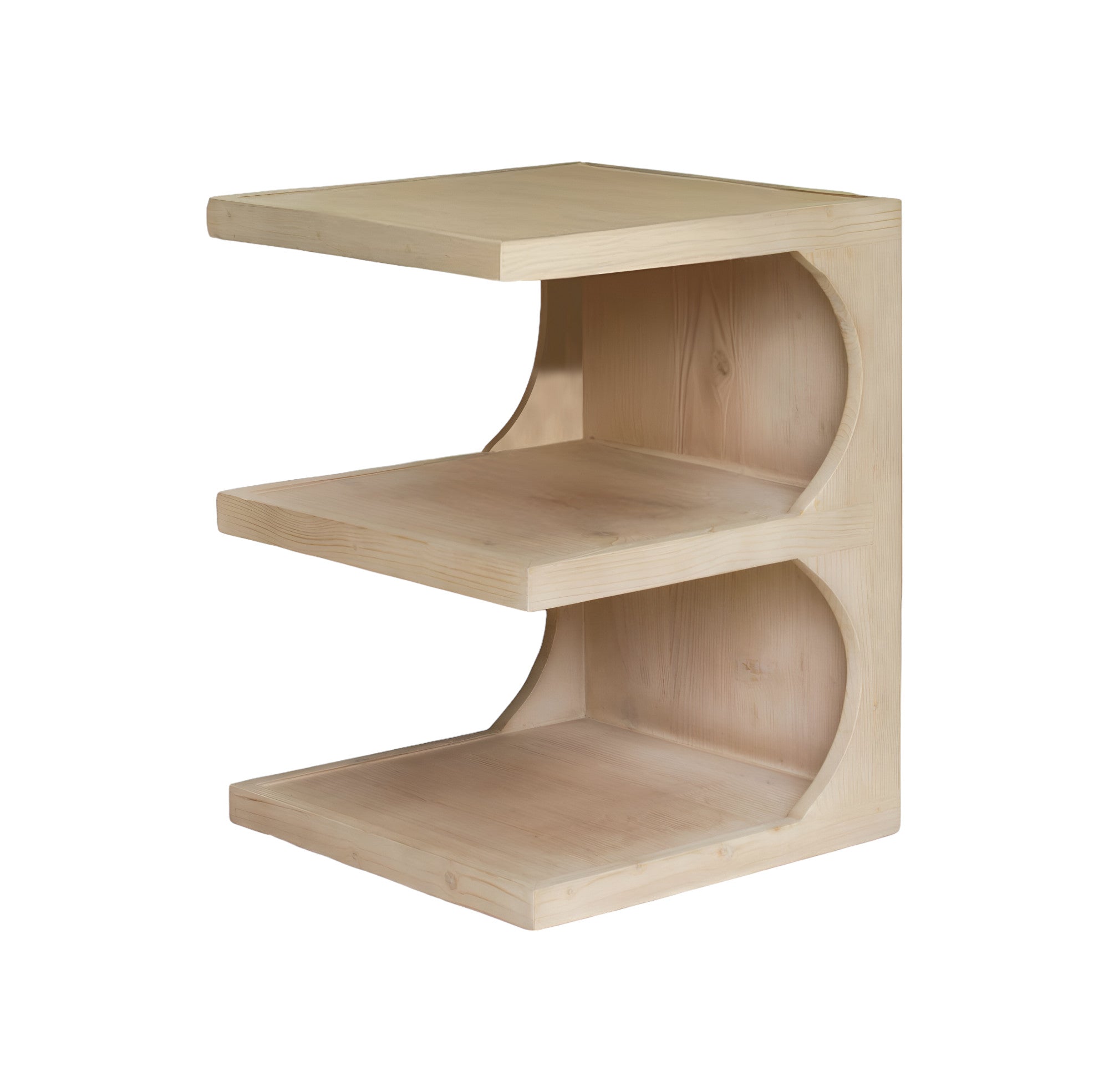 24" Natural Solid Wood End Table With Two Shelves-1