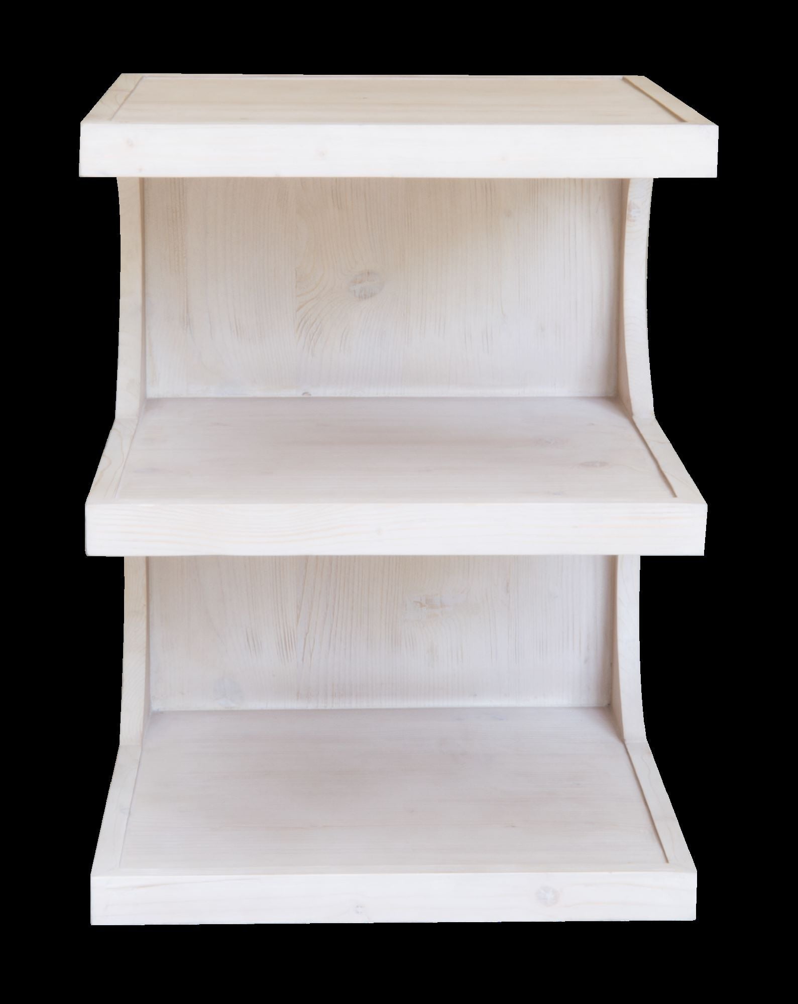 24" Natural Solid Wood End Table With Two Shelves-5