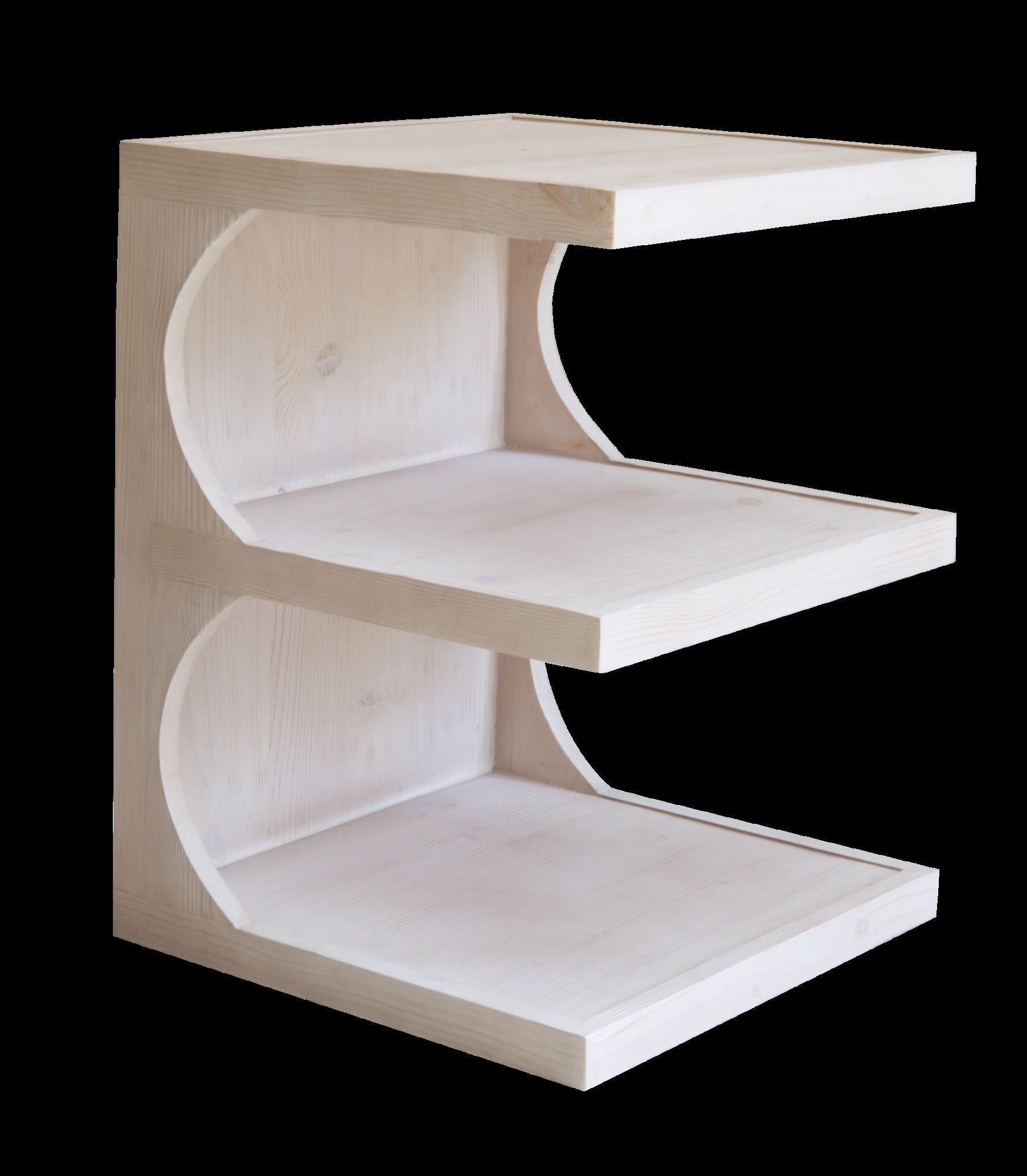 24" Natural Solid Wood End Table With Two Shelves-6