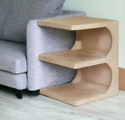 24" Natural Solid Wood End Table With Two Shelves-0