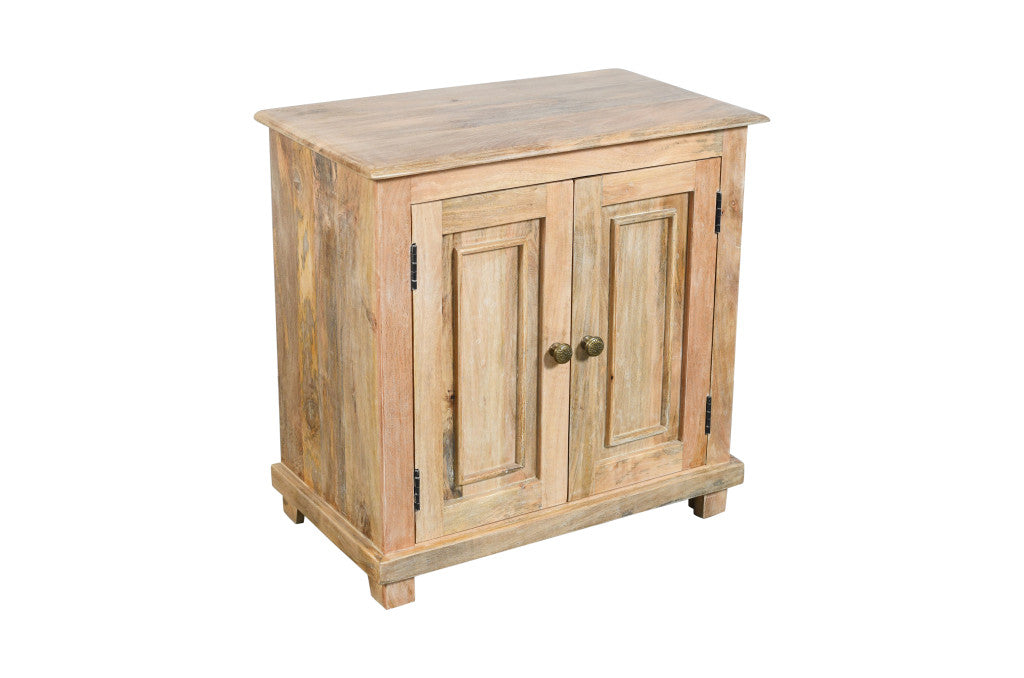 28" Distressed Natural Solid Wood Nightstand With Storage-2