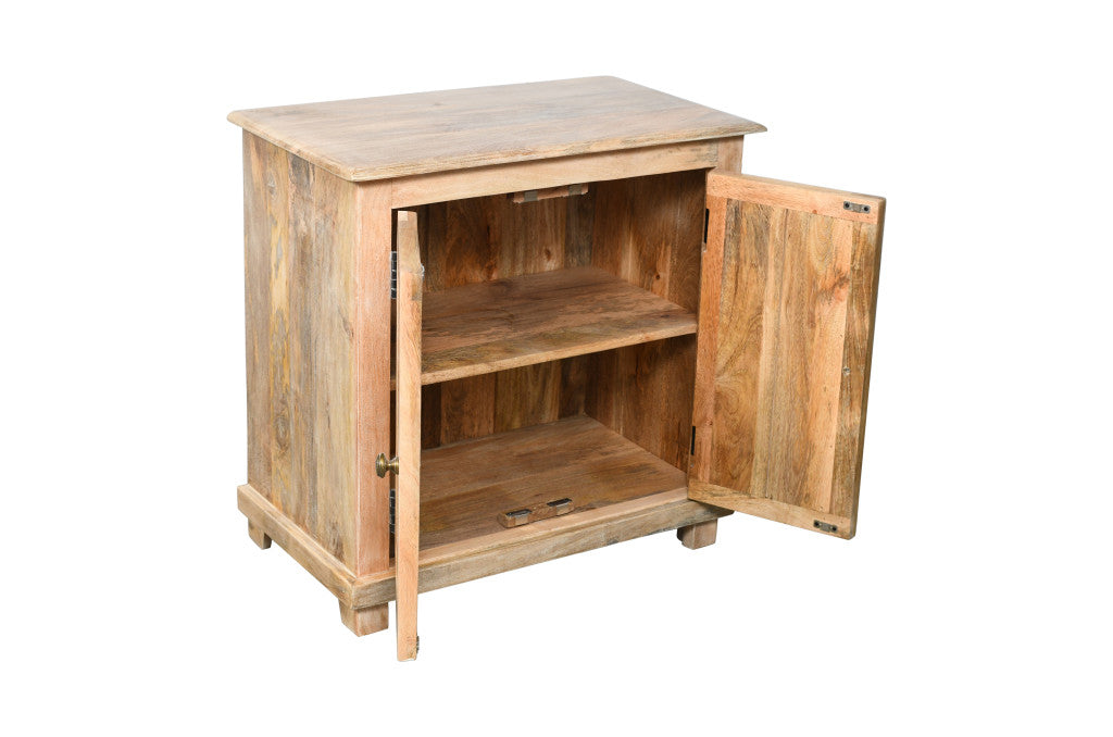 28" Distressed Natural Solid Wood Nightstand With Storage-3