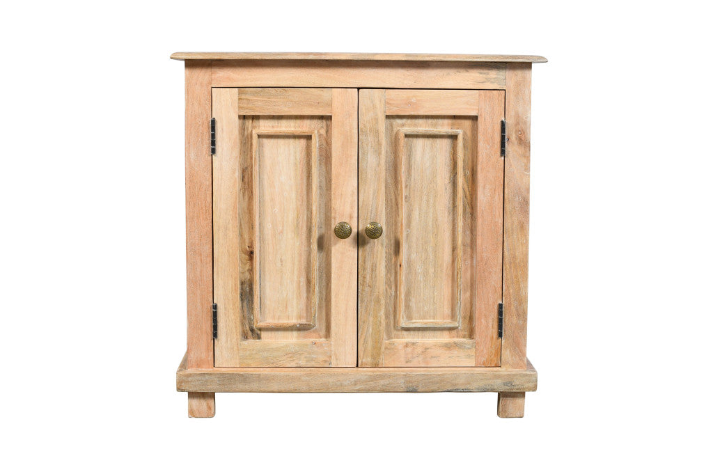 28" Distressed Natural Solid Wood Nightstand With Storage-0