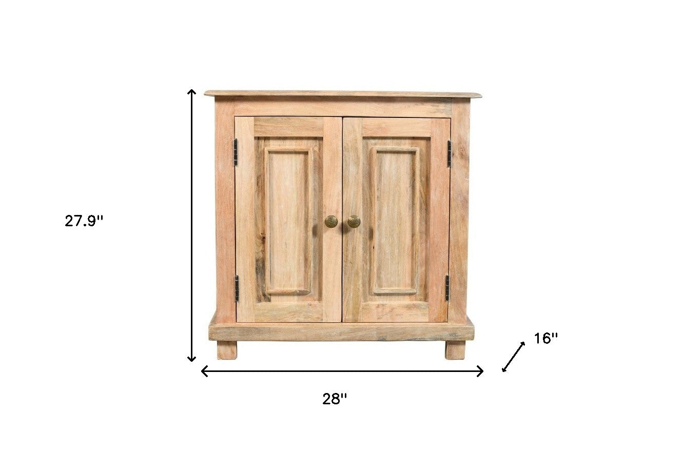 28" Distressed Natural Solid Wood Nightstand With Storage-6