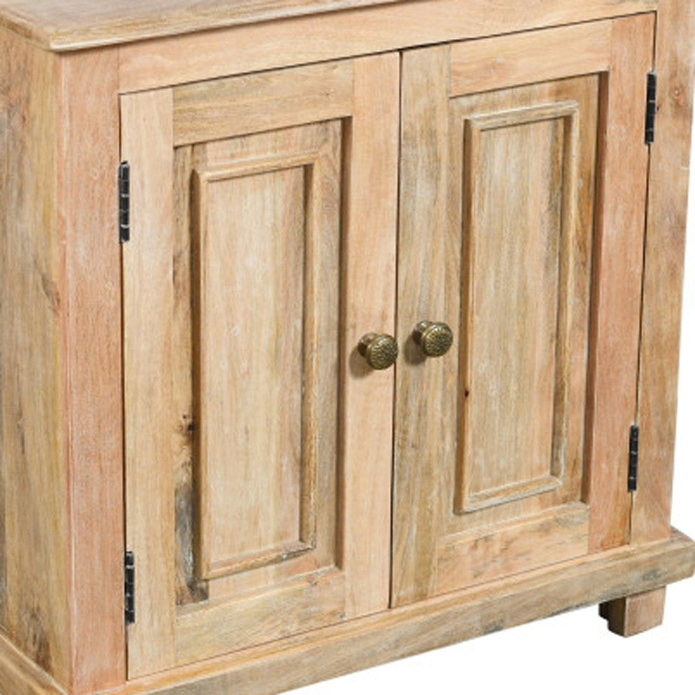 28" Distressed Natural Solid Wood Nightstand With Storage-5