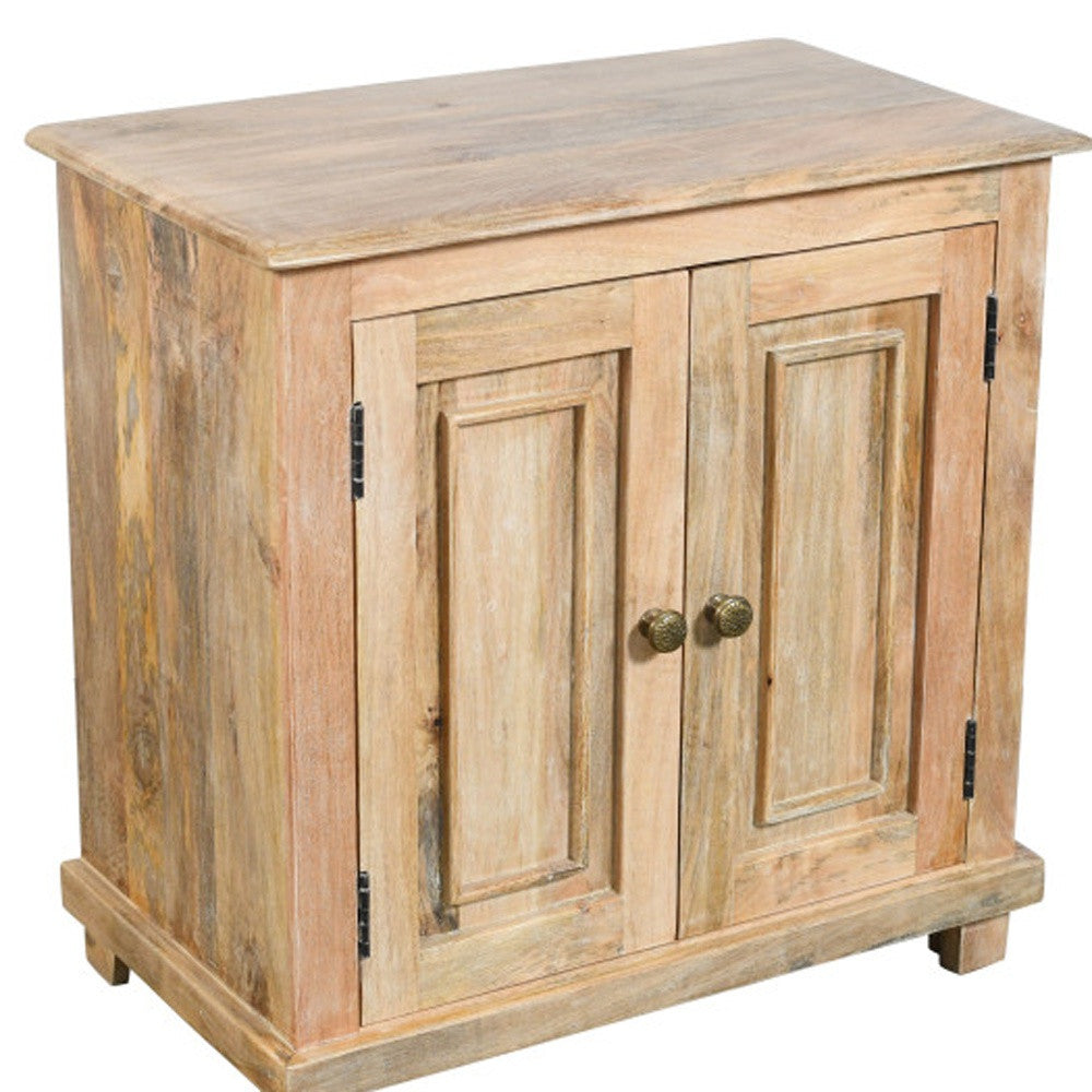 28" Distressed Natural Solid Wood Nightstand With Storage-4