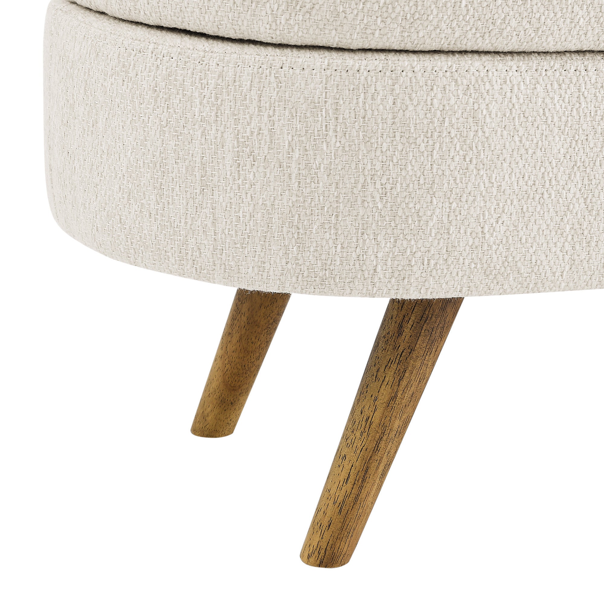 44" Beige and Brown Linen Upholstered Storage Bench with Flip Top-Benches-DECOROLALA