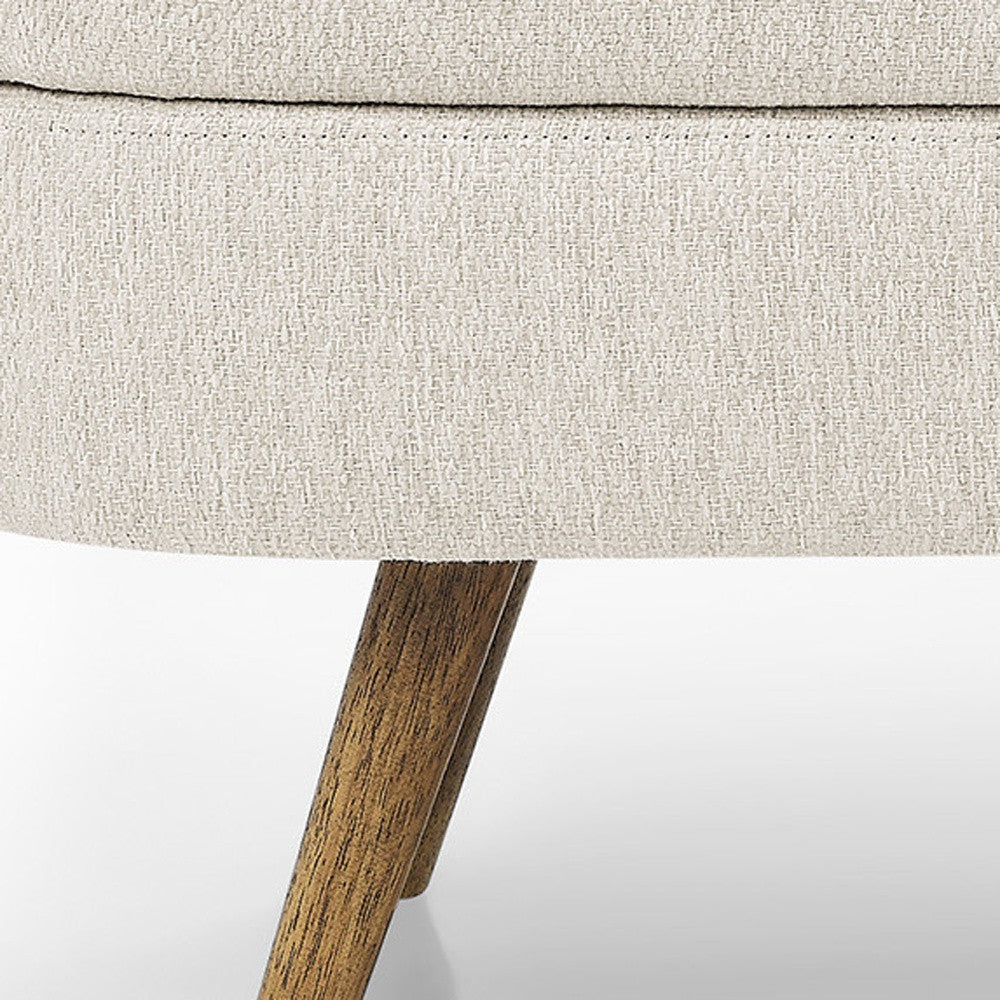 44" Beige and Brown Linen Upholstered Storage Bench with Flip Top-Benches-DECOROLALA