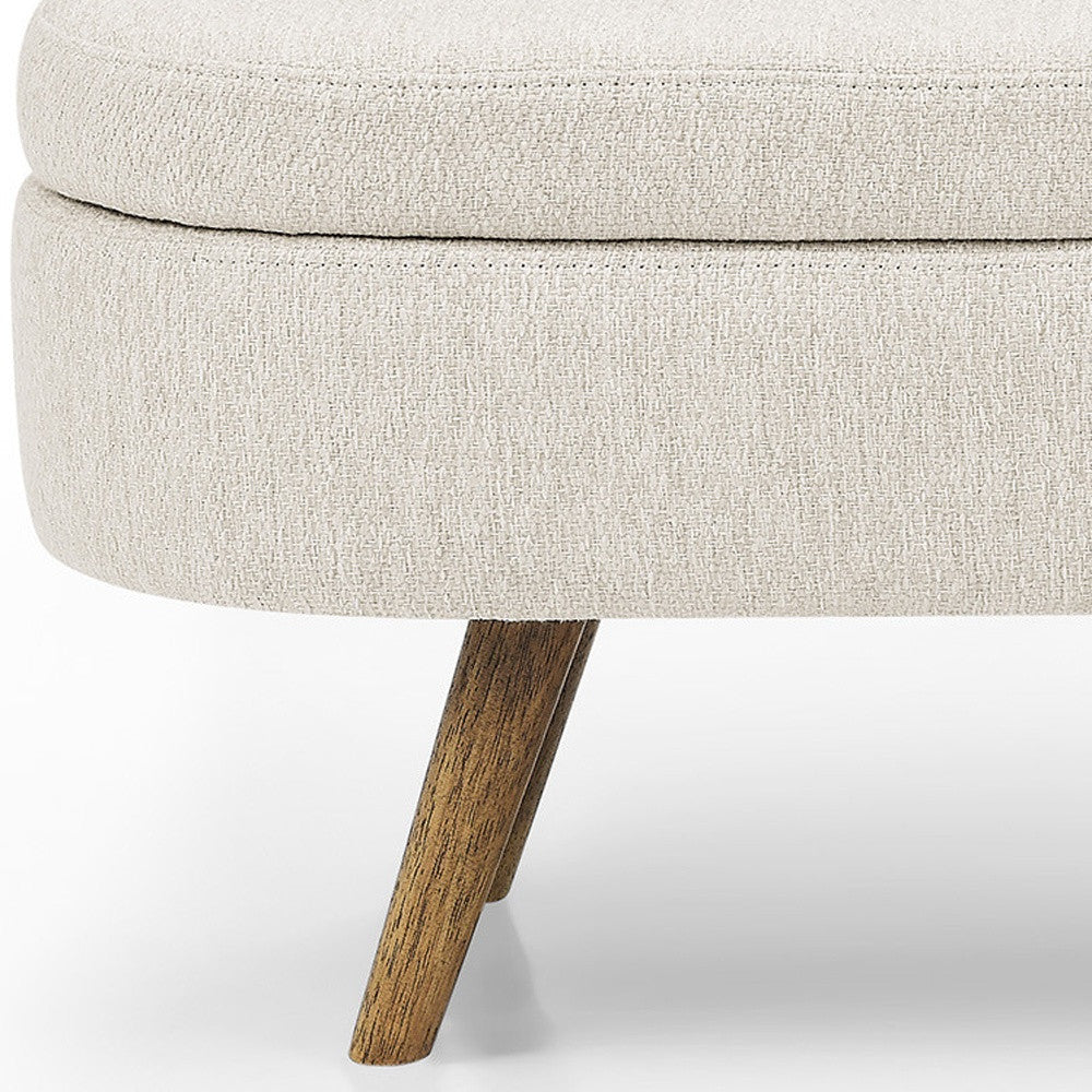 44" Beige and Brown Linen Upholstered Storage Bench with Flip Top-Benches-DECOROLALA