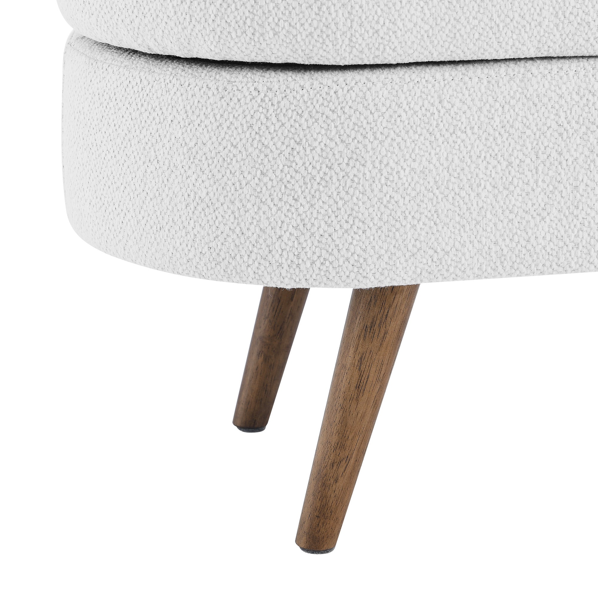44" White and Brown Linen Upholstered Storage Bench with Flip Top-Benches-DECOROLALA