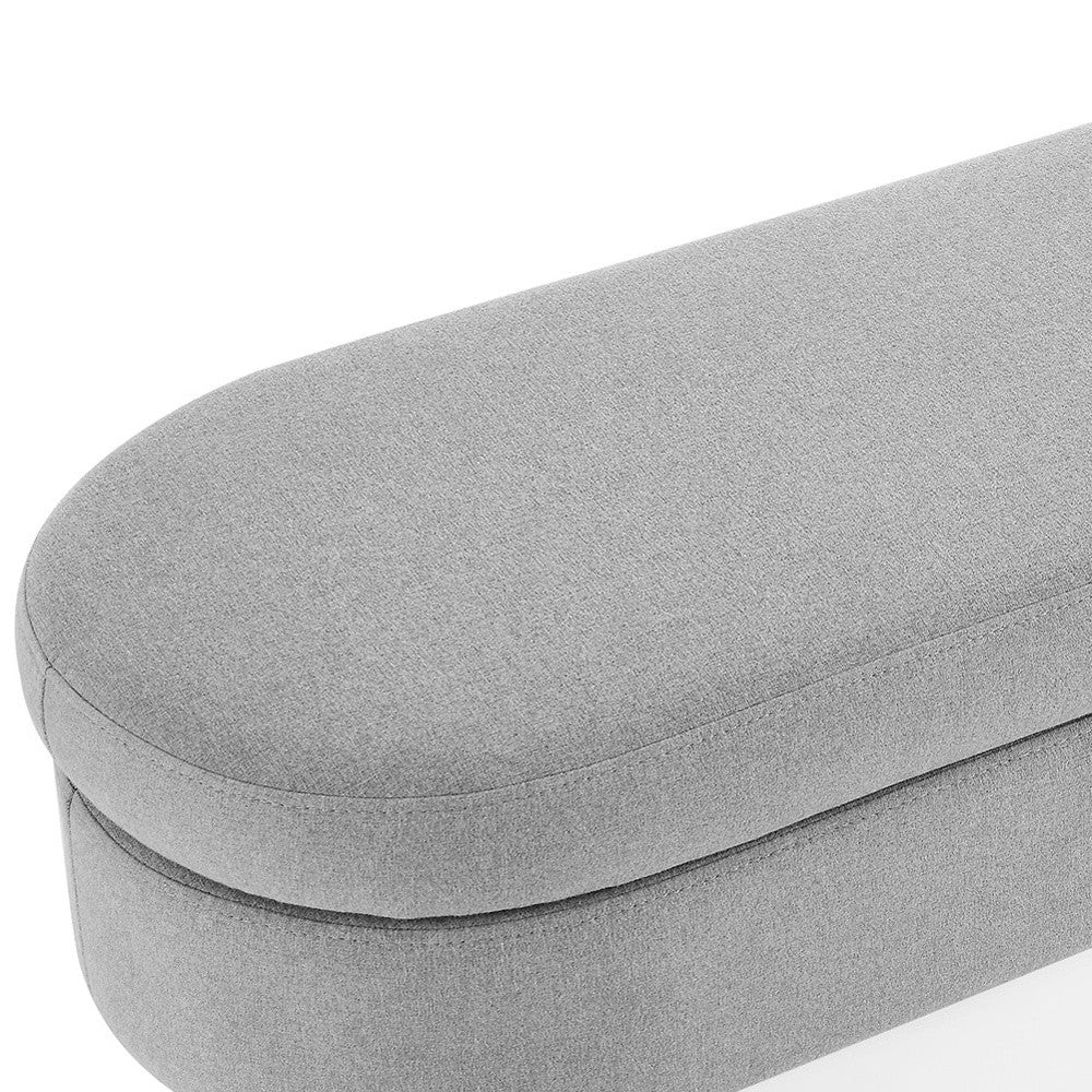 44" Gray and Brown Linen Upholstered Storage Bench with Flip Top-Benches-DECOROLALA