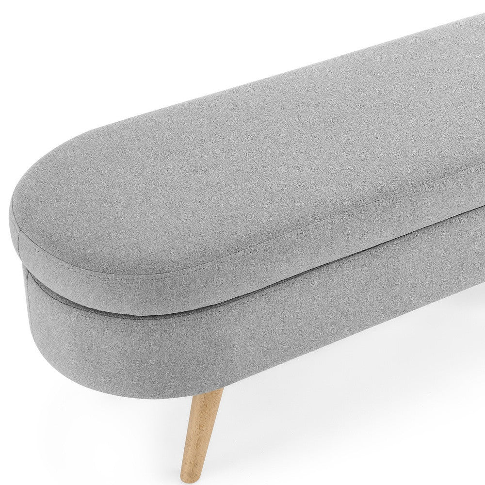 44" Gray and Brown Linen Upholstered Storage Bench with Flip Top-Benches-DECOROLALA