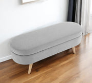 44" Gray and Brown Linen Upholstered Storage Bench with Flip Top-Benches-DECOROLALA