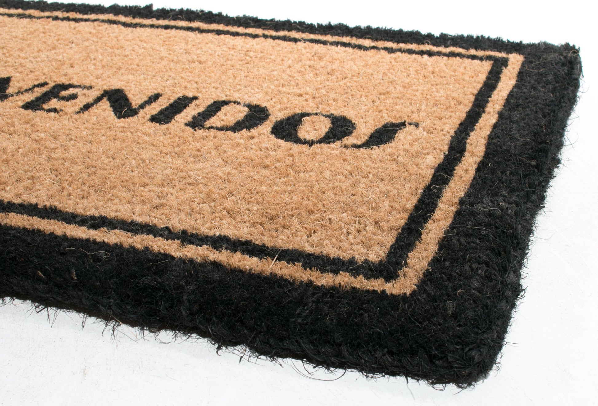 18" X 30" Brown and Black Coir Bienvenidos Outdoor Door Mat-1