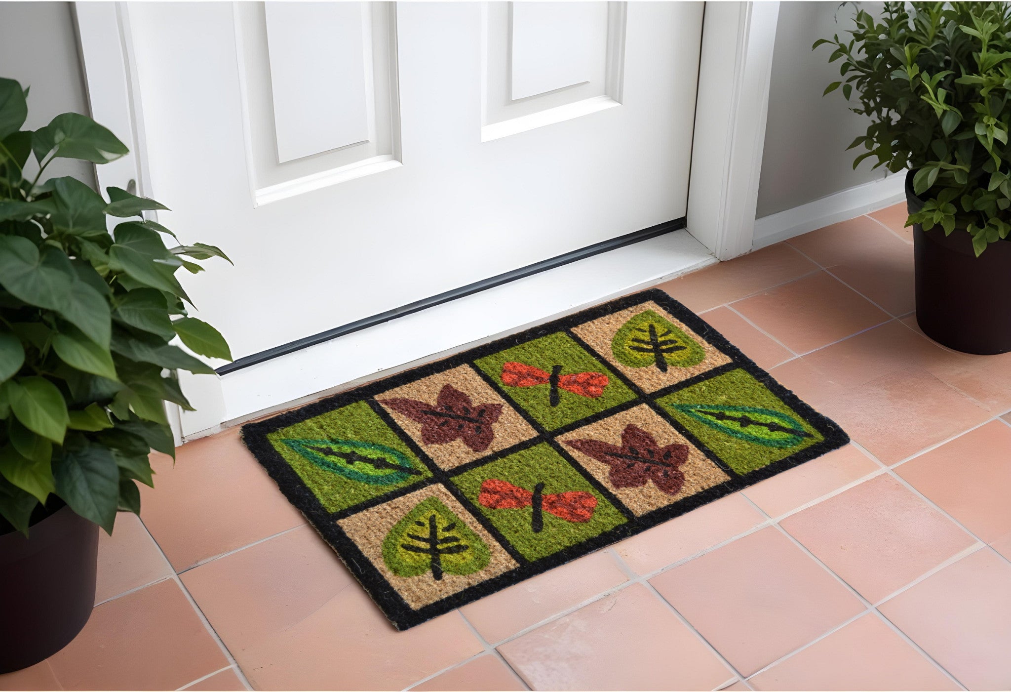 18" X 30" Brown Coir Leaves Outdoor Door Mat-0