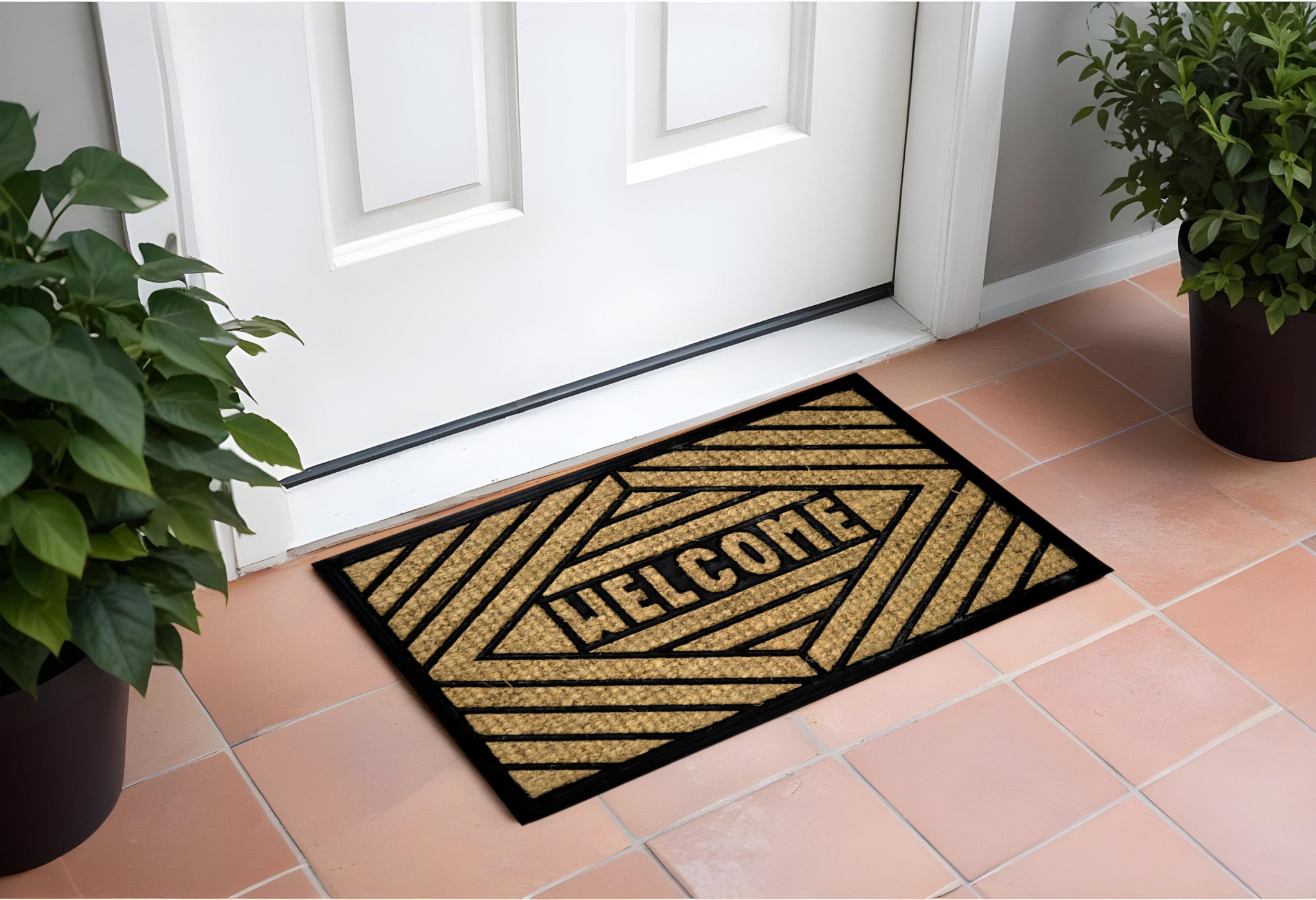 18" X 30" Brown and Black Rubber Welcome Outdoor Door Mat-0