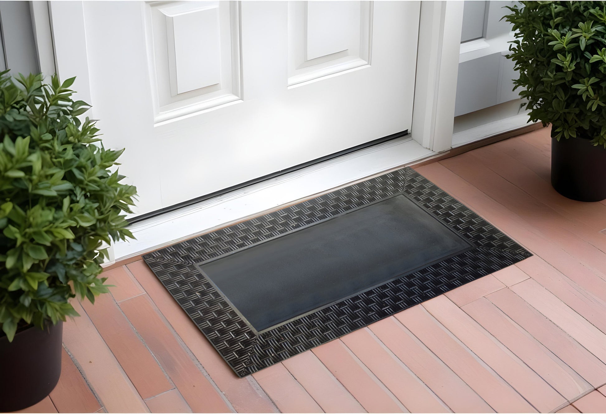 18" X 30" Brown and Black Rubber and Coir Spring Summer Outdoor Door Mat With Inserts-0