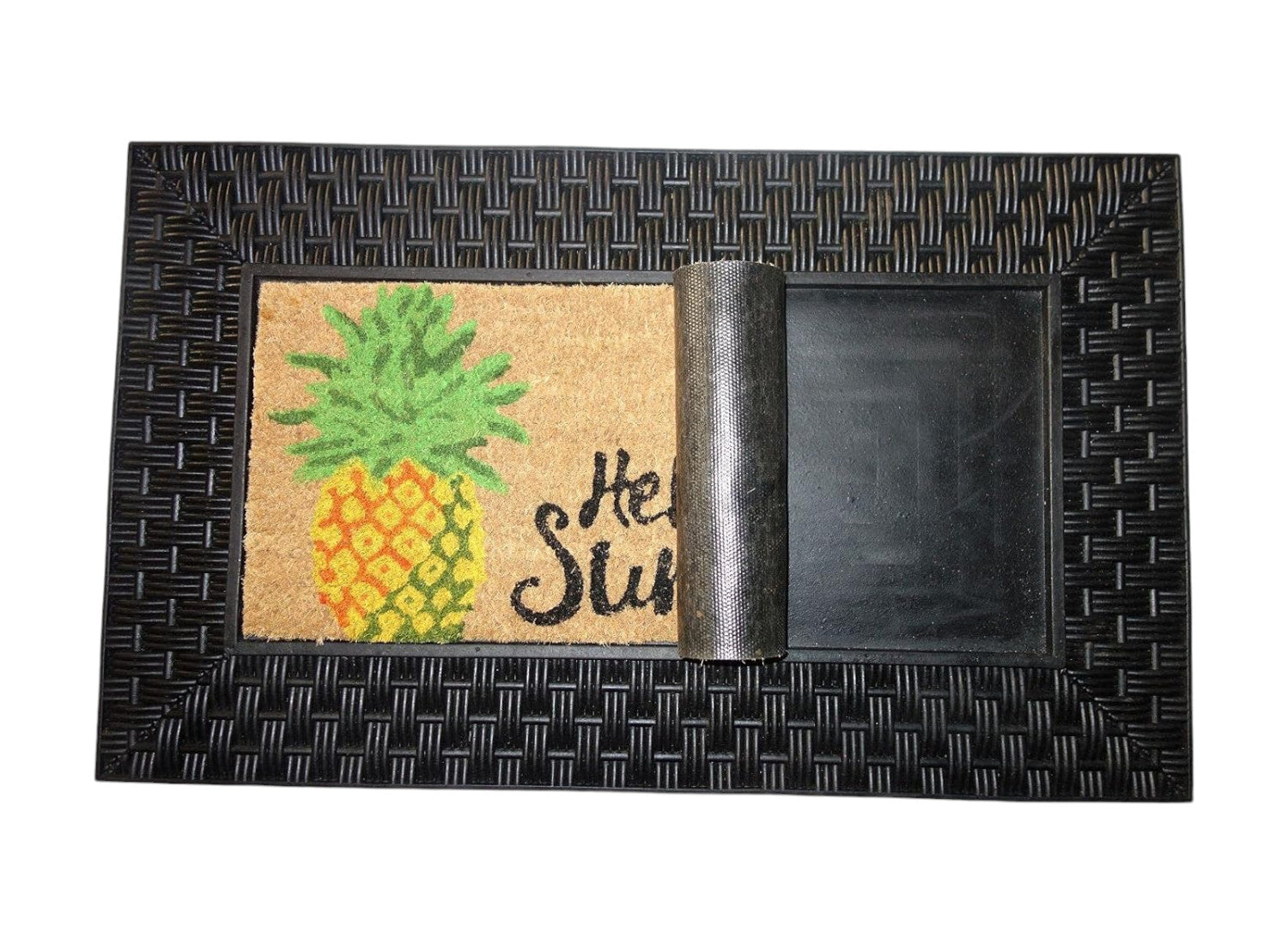 18" X 30" Brown and Black Rubber and Coir Spring Summer Outdoor Door Mat With Inserts-5