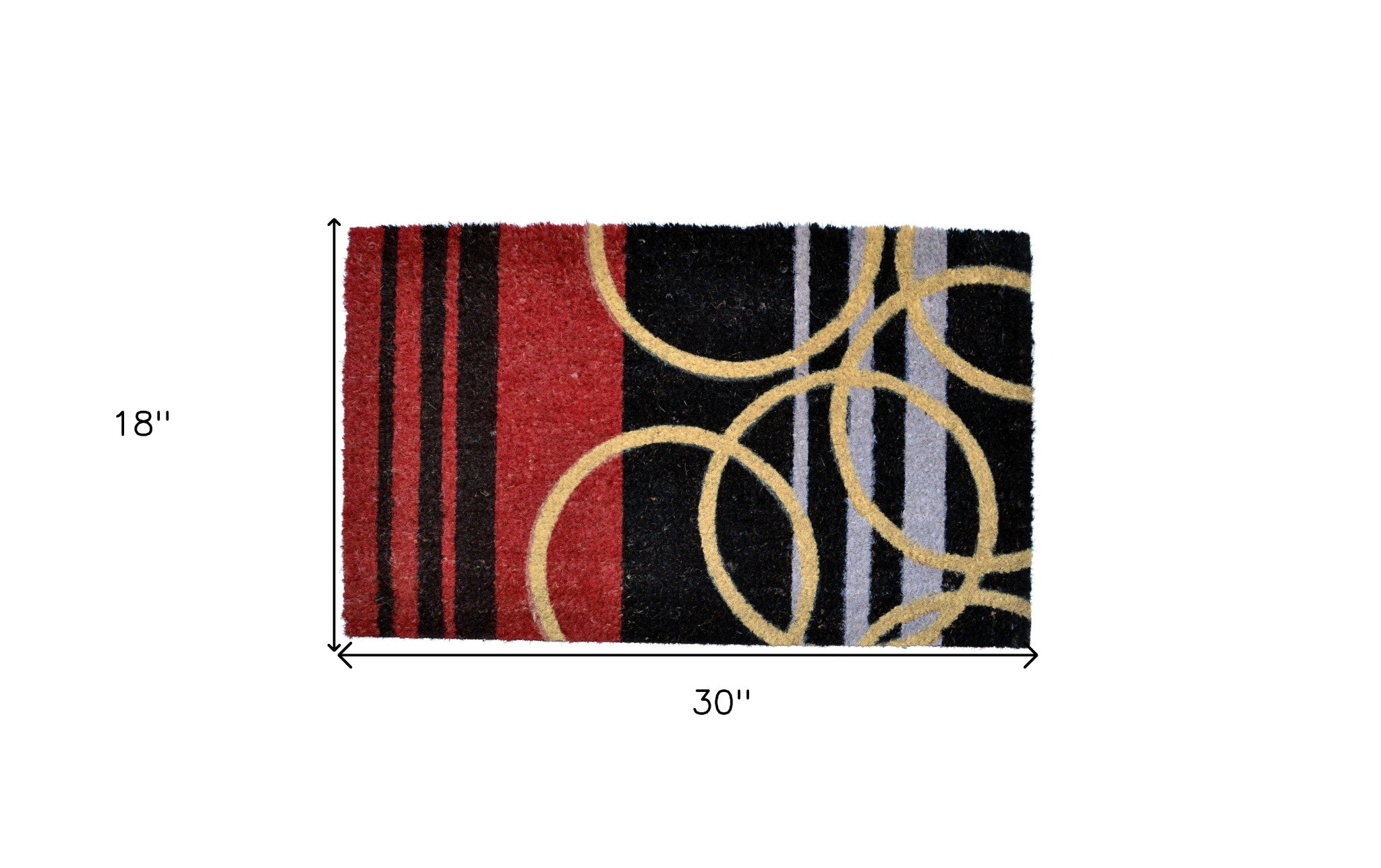 18" X 30" Black and Red Coir Striped Outdoor Door Mat-4