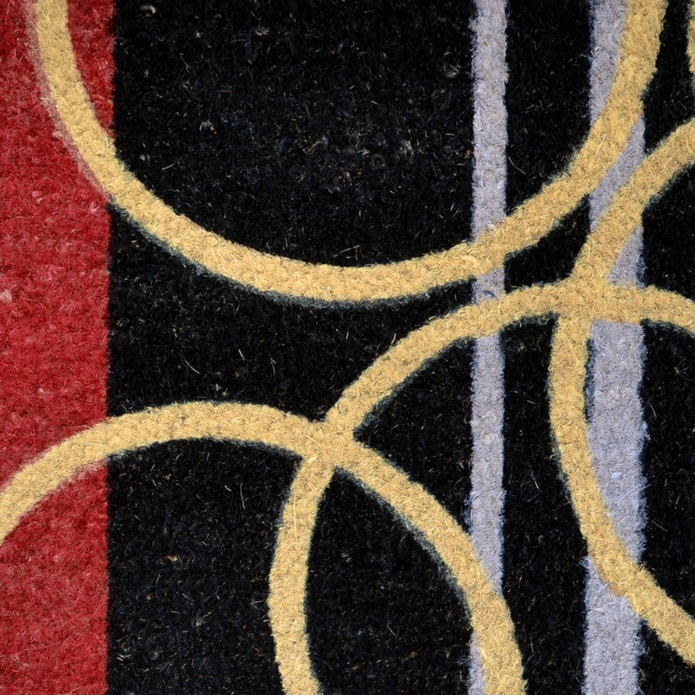 18" X 30" Black and Red Coir Striped Outdoor Door Mat-3