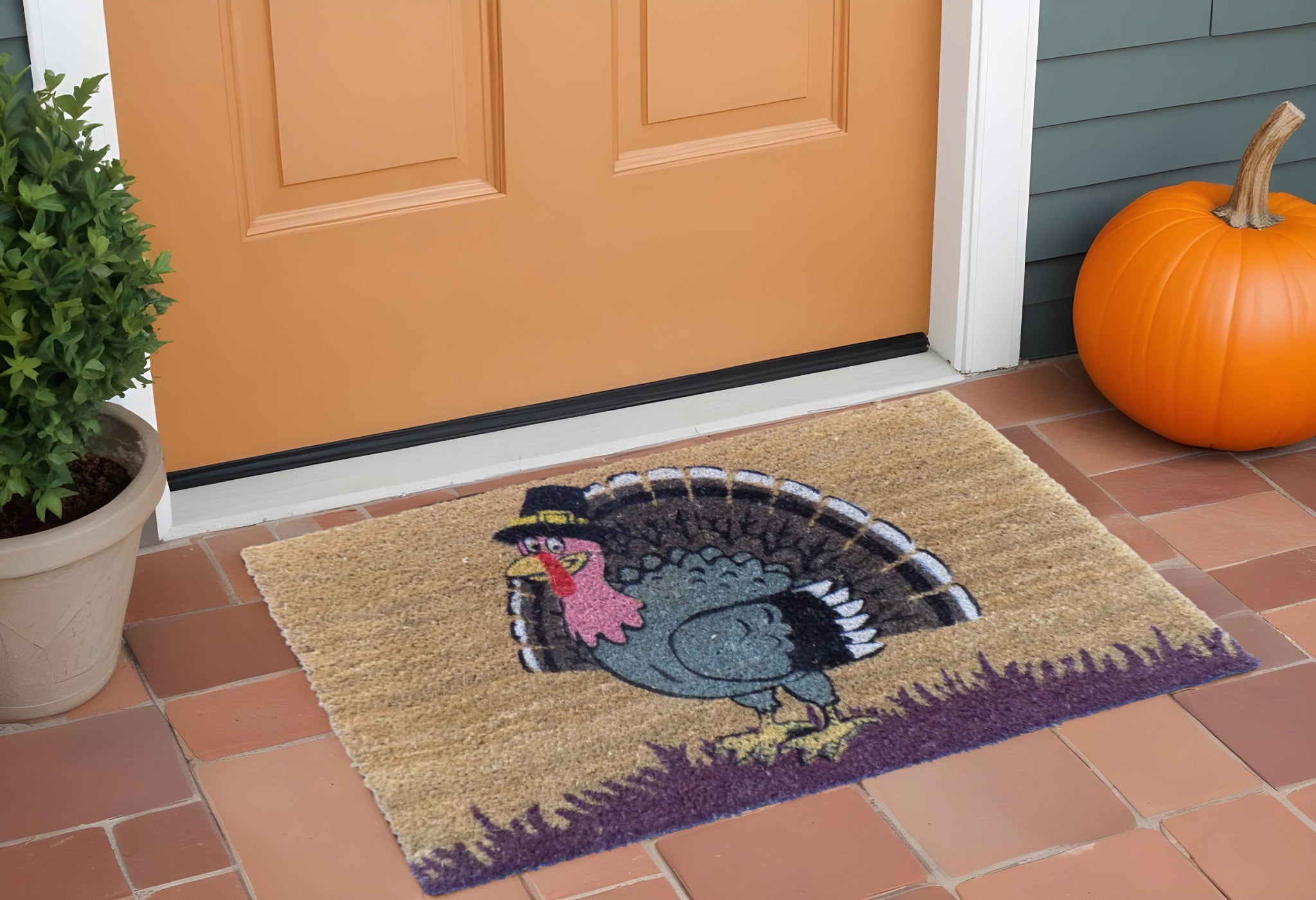 18" X 30" Brown and Black Coir Birds Outdoor Holiday Door Mat-1