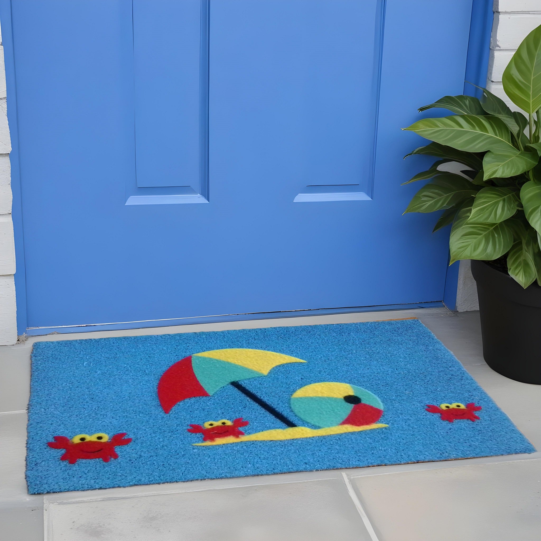 18" X 30" Blue Coir Tropical Outdoor Door Mat-1