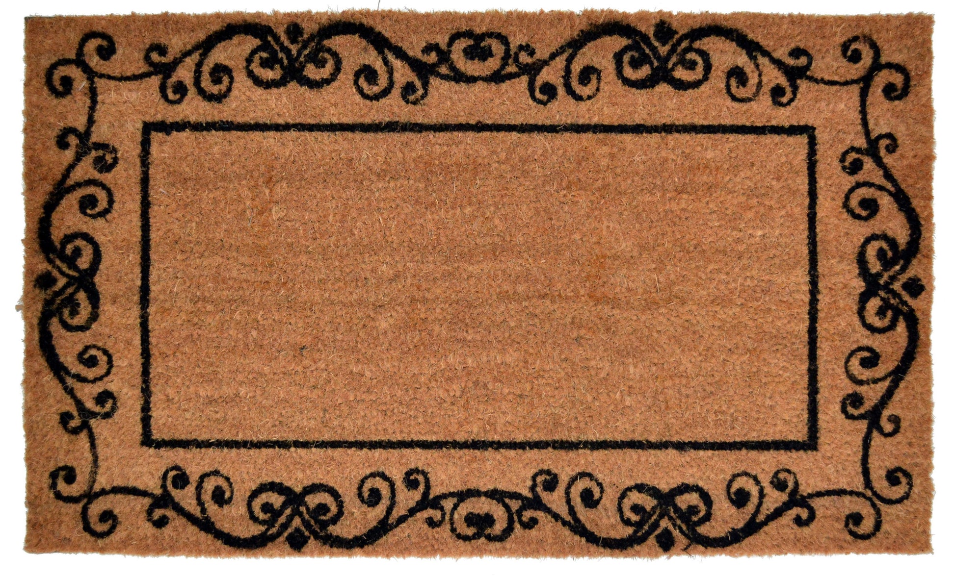 18" X 30" Brown and Black Coir Scrollwork Outdoor Door Mat-1