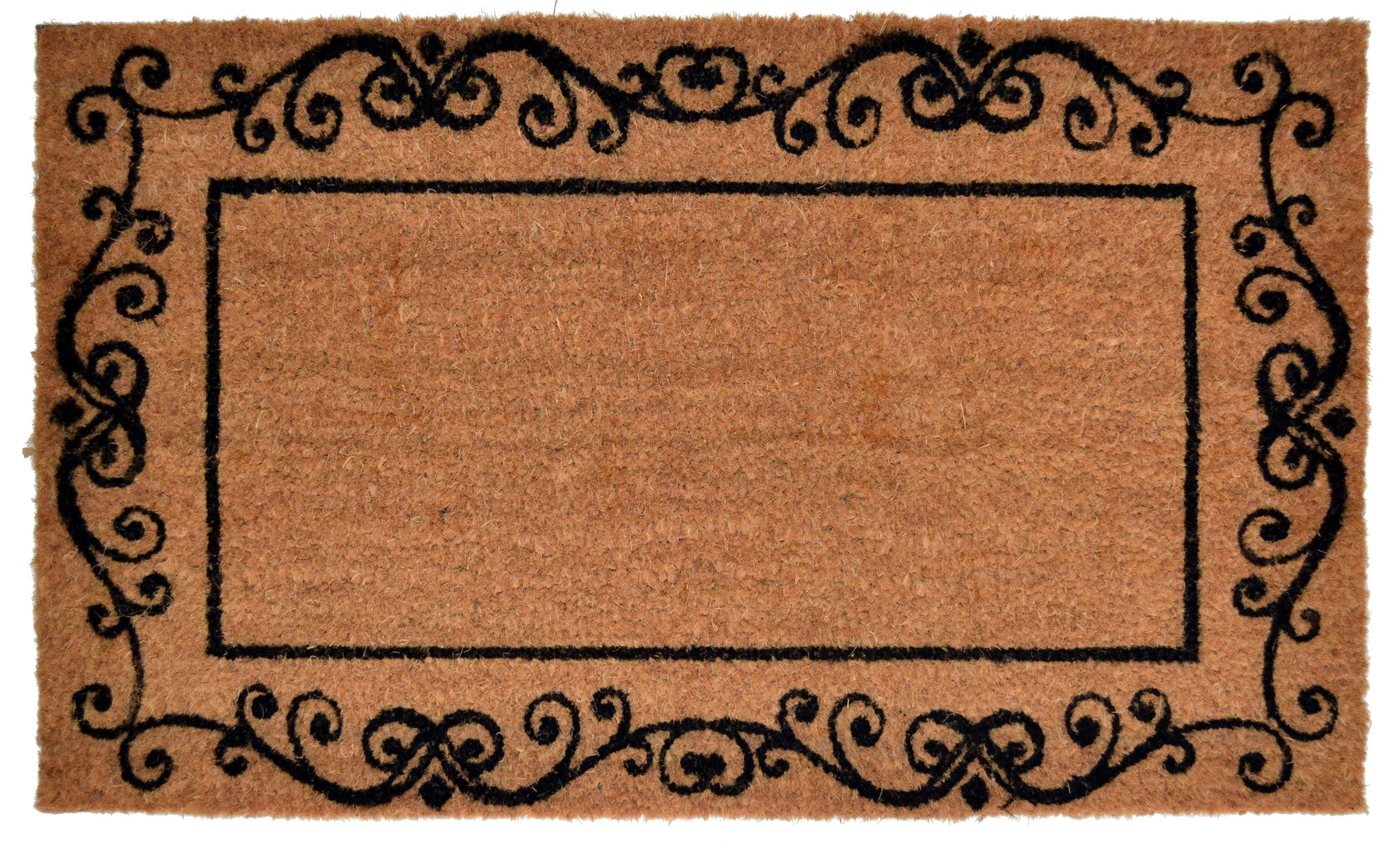 18" X 30" Brown and Black Coir Scrollwork Outdoor Door Mat-1
