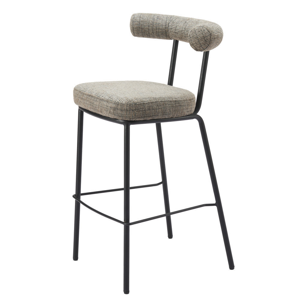 30" Green and Black Chenille and Steel Low Back Bar Height Bar Chair-7