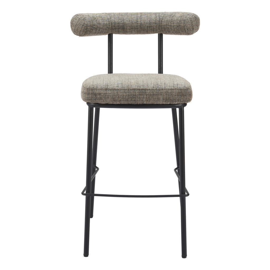 30" Green and Black Chenille and Steel Low Back Bar Height Bar Chair-3