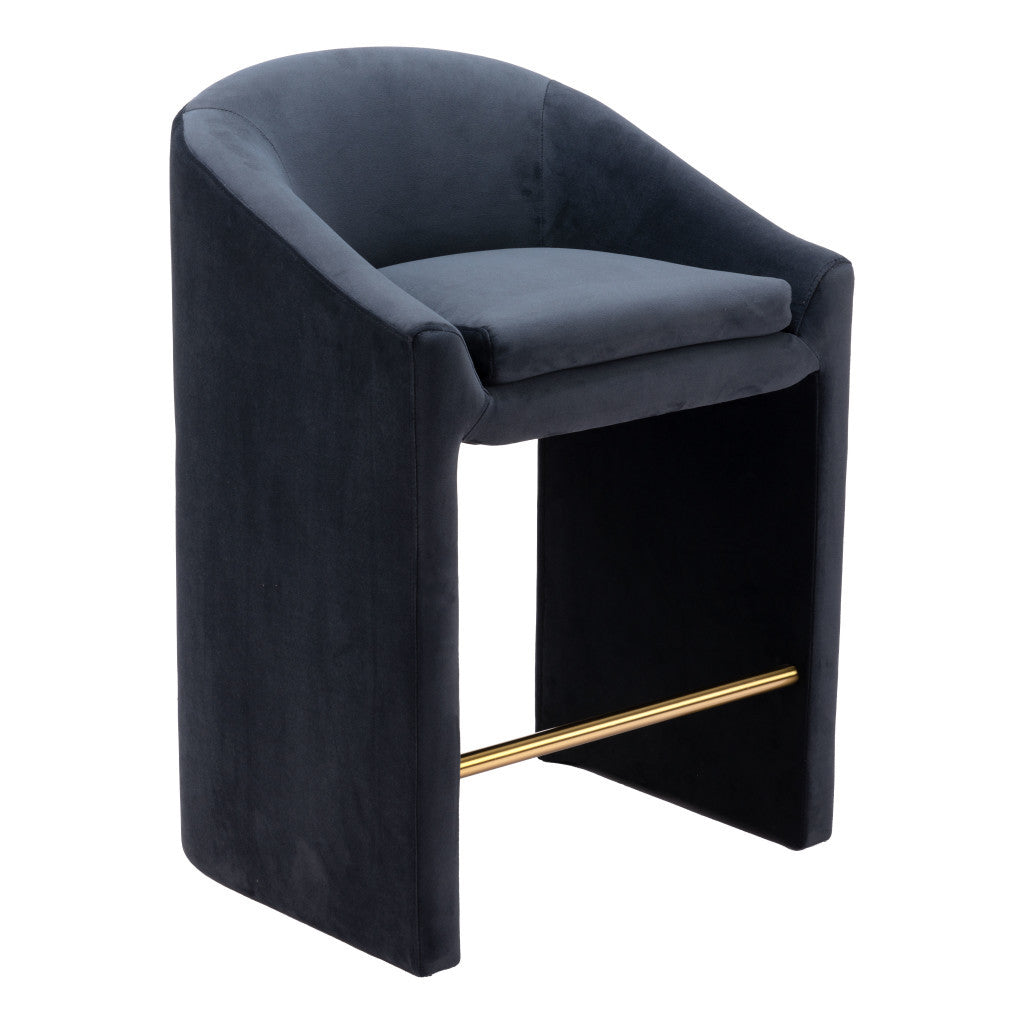 26" Gray and Gold Velvet and Steel Counter Height Bar Chair-5
