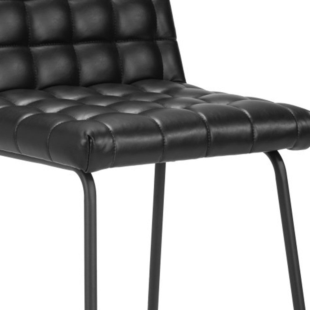 Set of Two 26" Black Faux Leather and Steel Counter Height Bar Chairs-7